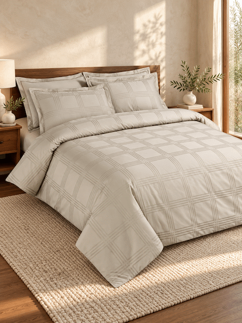 Amalfi Silver Grey Jacquard Duvet Cover 550 TC Cotton King Size