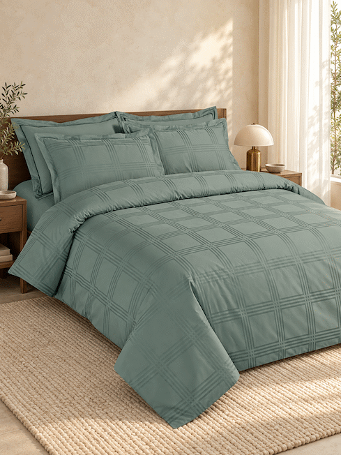 Amalfi Silver Grey Jacquard Duvet Cover 550 TC Cotton King Size