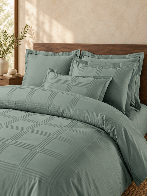 Amalfi Silver Grey Jacquard Duvet Cover 550 TC Cotton King Size