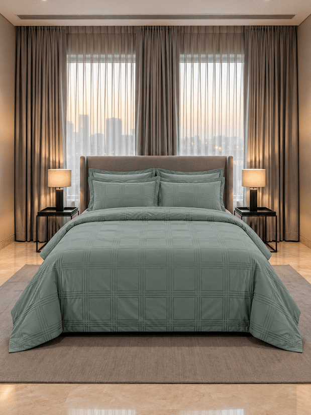 Amalfi Silver Grey Jacquard Duvet Cover 550 TC Cotton King Size