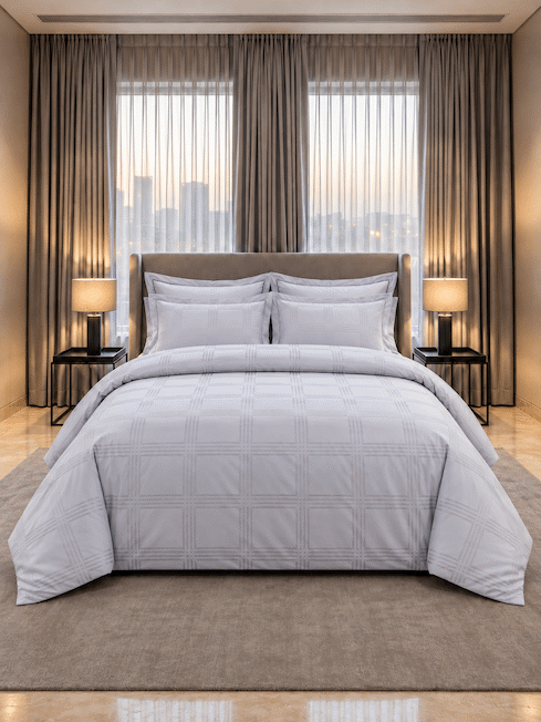 Amalfi Silver Grey Jacquard Duvet Cover 550 TC Cotton King Size