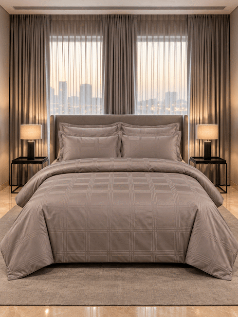 Amalfi Silver Grey Jacquard Duvet Cover 550 TC Cotton King Size
