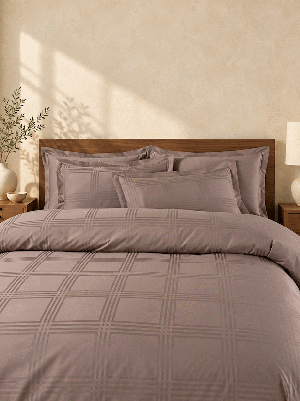 Amalfi Silver Grey Jacquard Duvet Cover 550 TC Cotton King Size