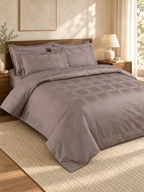 Amalfi Silver Grey Jacquard Duvet Cover 550 TC Cotton King Size