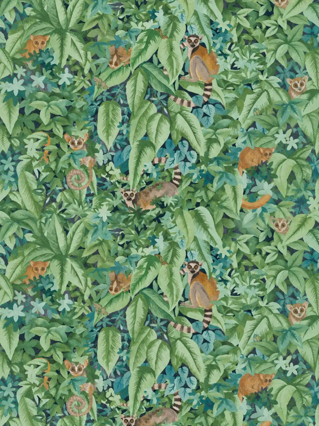 Lemurova Hidden Lemur Botanical Wallpaper