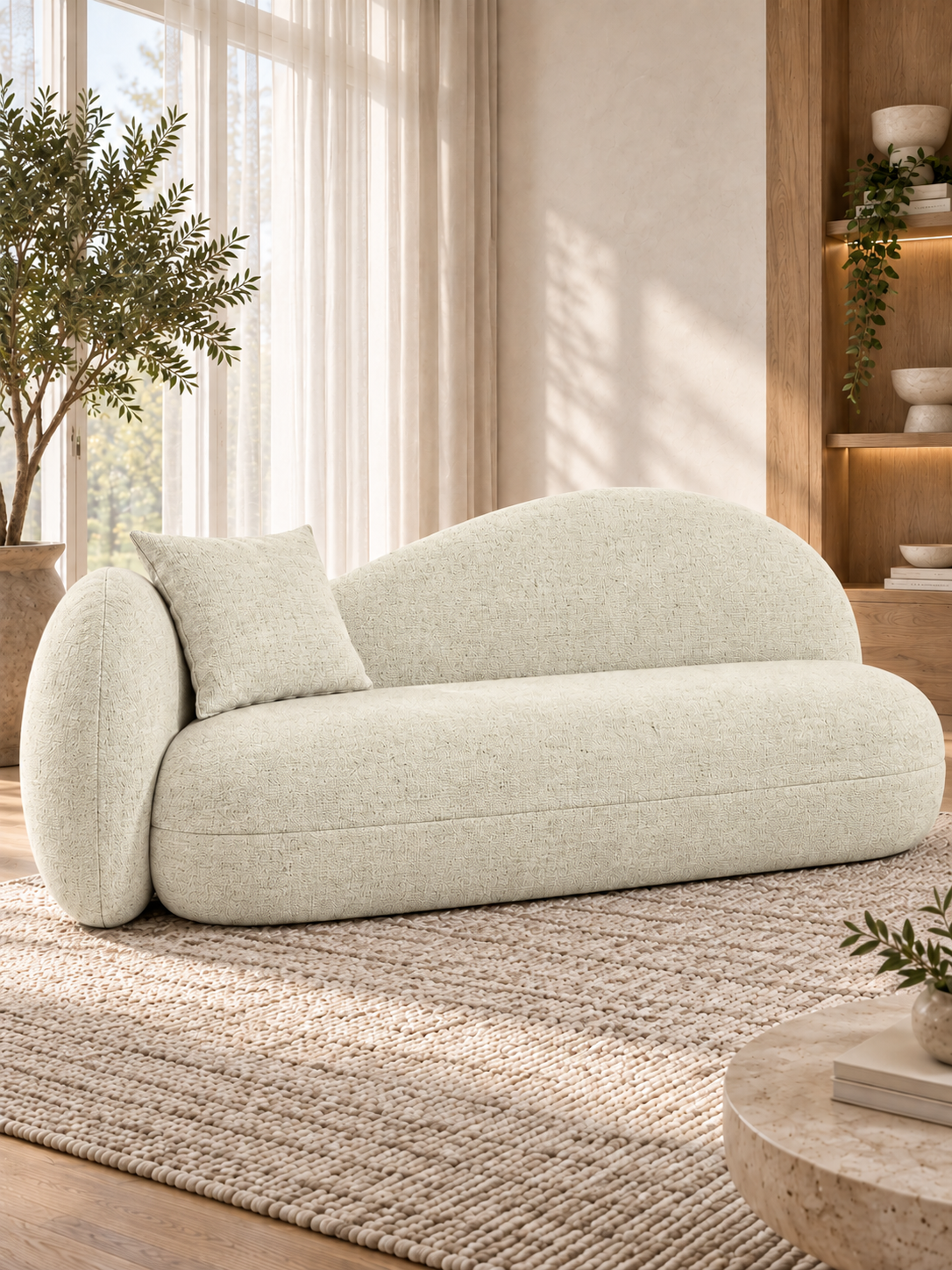 Linora Linen Chenille Upholstery Fabric 
Ivory Cream