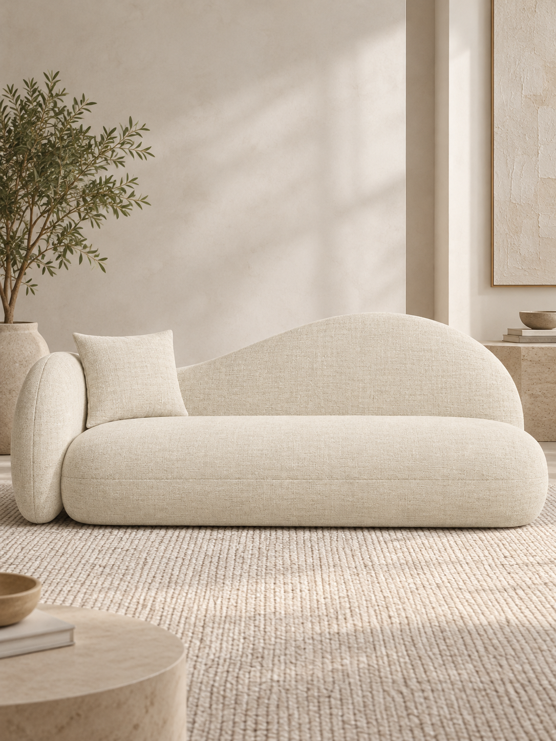 Linora Linen Chenille Upholstery Fabric Light Cream