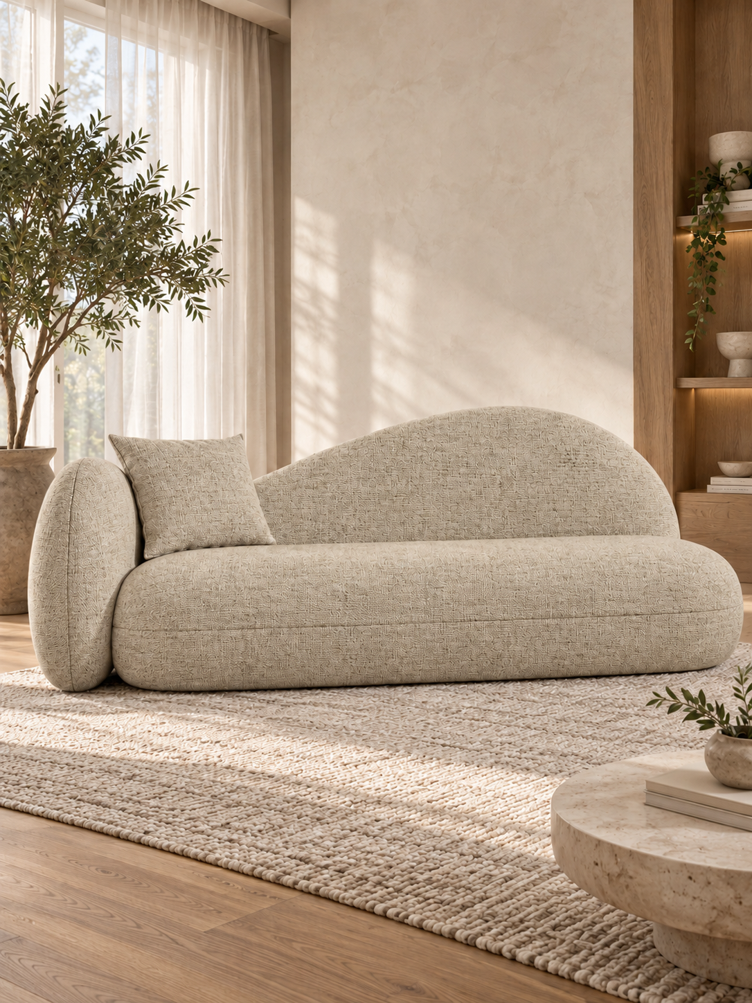 Linora Linen Chenille Upholstery Fabric 
Warm Beige