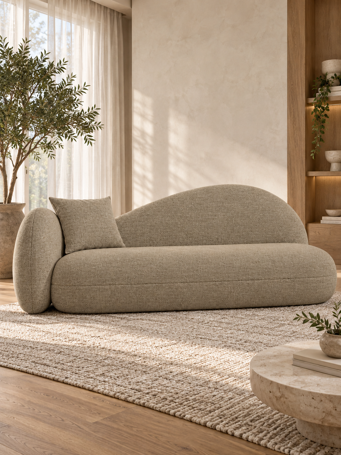 Linora Linen Chenille Upholstery Fabric 
Camel Beige