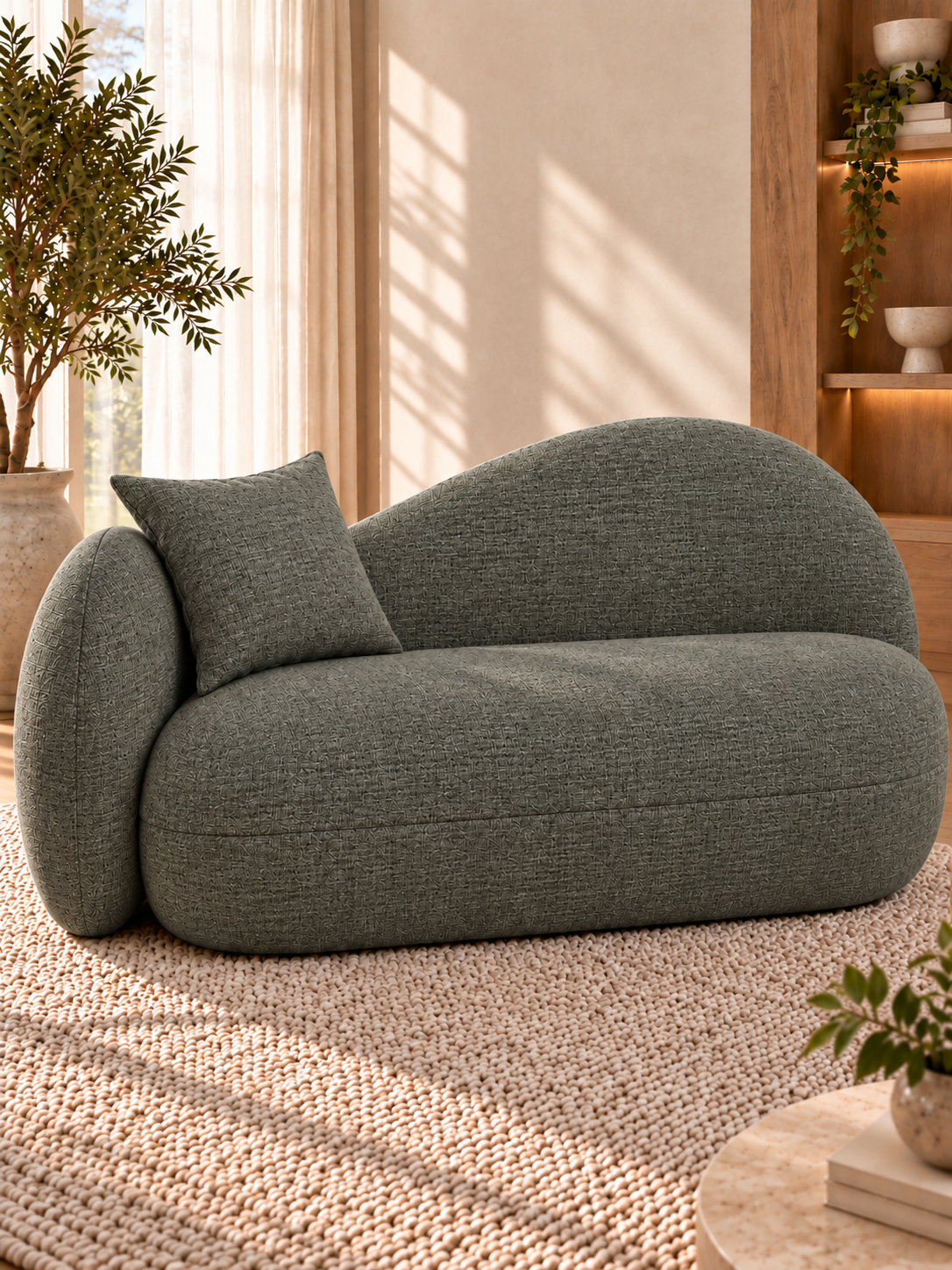 Linora Linen Chenille Upholstery Fabric Dark Olive Grey