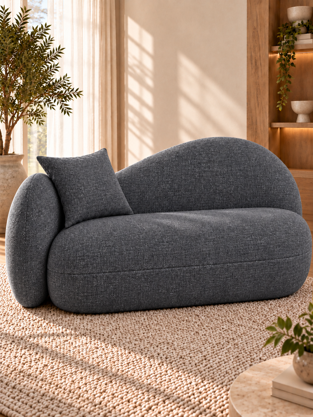 Linora Linen Chenille Upholstery Fabric Charcoal Grey