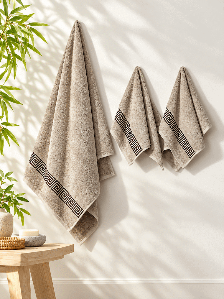 Picasso 3-Piece Towel Set Greek Key Border