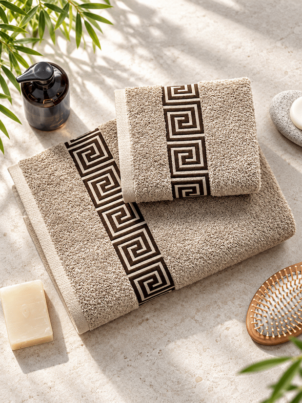 Picasso 3-Piece Towel Set Greek Key Border