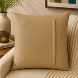 Beige leather cushion cover plain design 40x40 cm