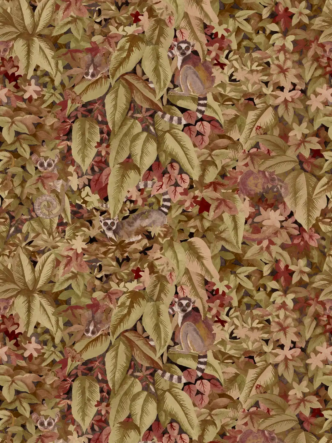 Lemurova Hidden Lemur Botanical Wallpaper