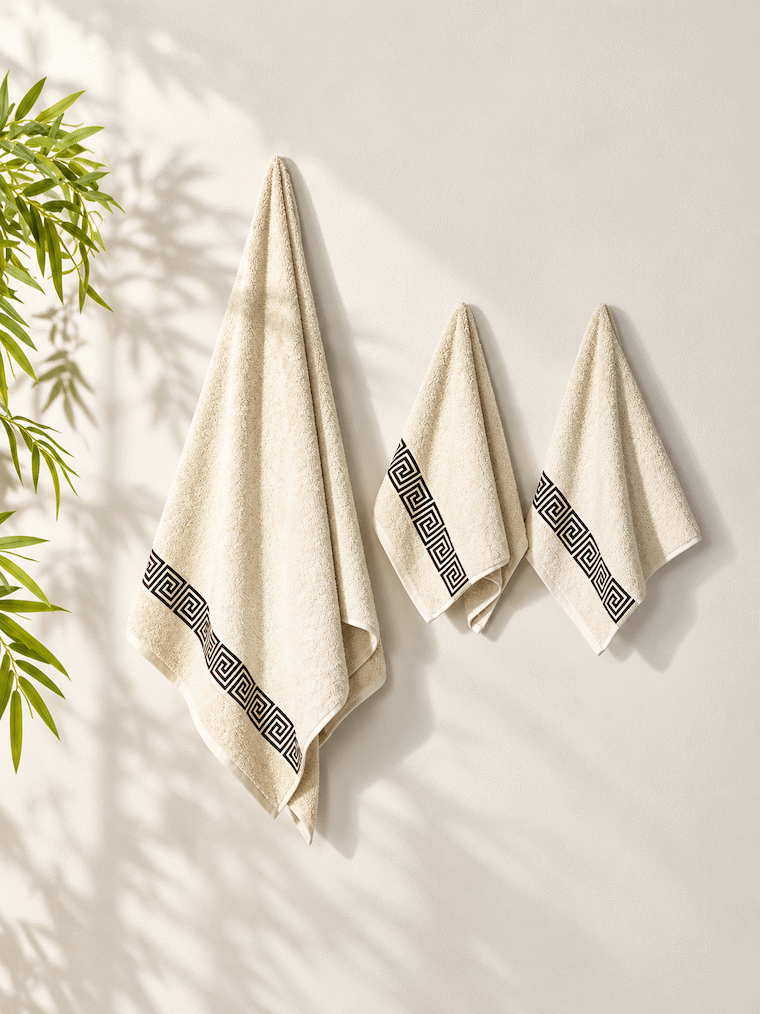 Picasso 3-Piece Towel Set Greek Key Border