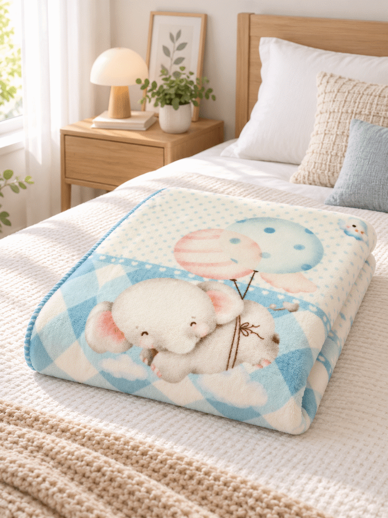 Little Elephant Print Kids Blanket
