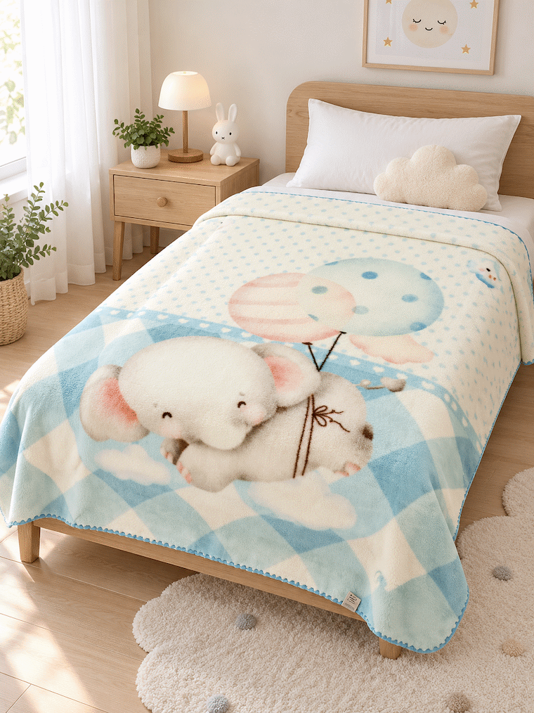 Little Elephant Print Kids Blanket