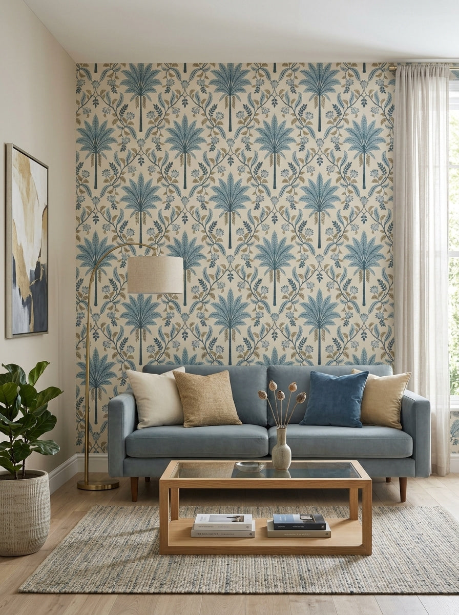 Palmora Wallpaper Blue