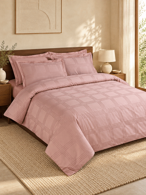 Amalfi Silver Grey Jacquard Duvet Cover 550 TC Cotton King Size