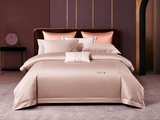 Embroidered border cotton bedding set with duvet cover and pillow covers