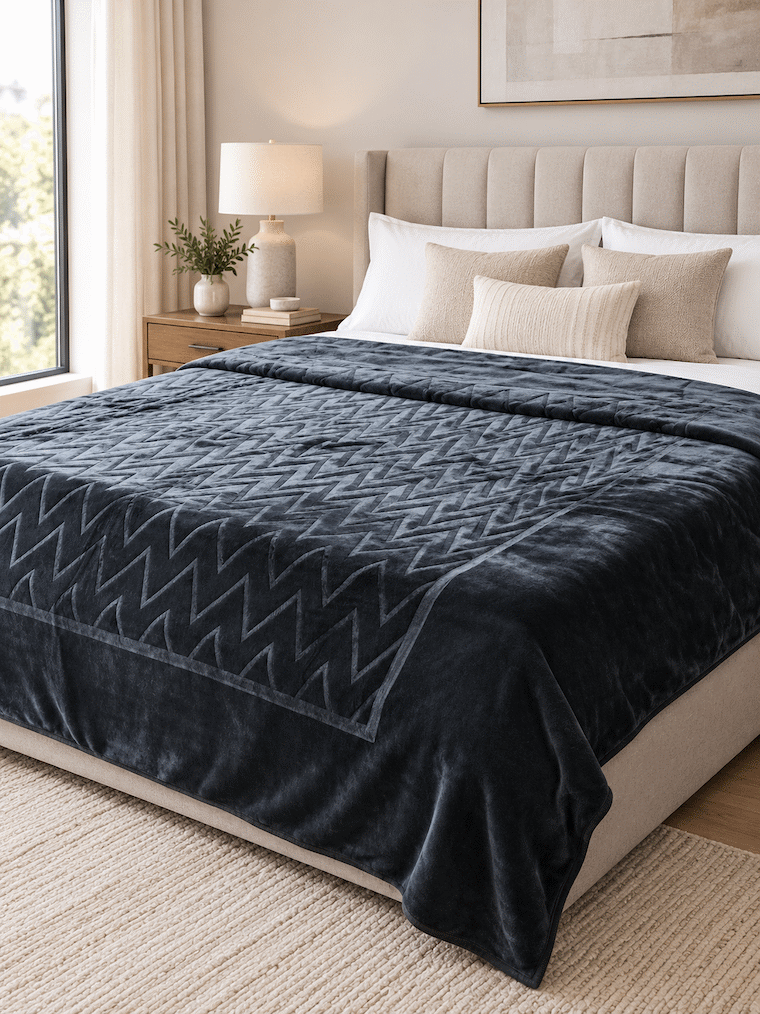 Verena Zig-Zag Pattern Blanket acrylic | Jagdish Store