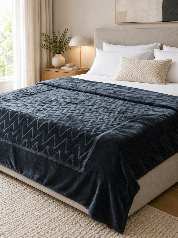 Verena Zig-Zag Pattern Blanket acrylic | Jagdish Store