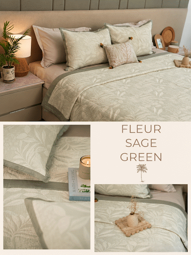 Sadyaska Palm Springs Fleur Cotton Bedding Set Sage Green