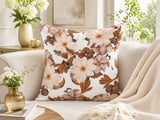 Floral printed polysilk cushion cover with botanical design
