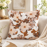 Floral printed polysilk cushion cover with botanical design