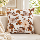Floral printed polysilk cushion cover with botanical design