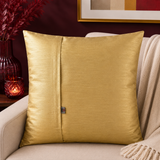 Gold plain polysilk cushion cover with concealed zipper closure