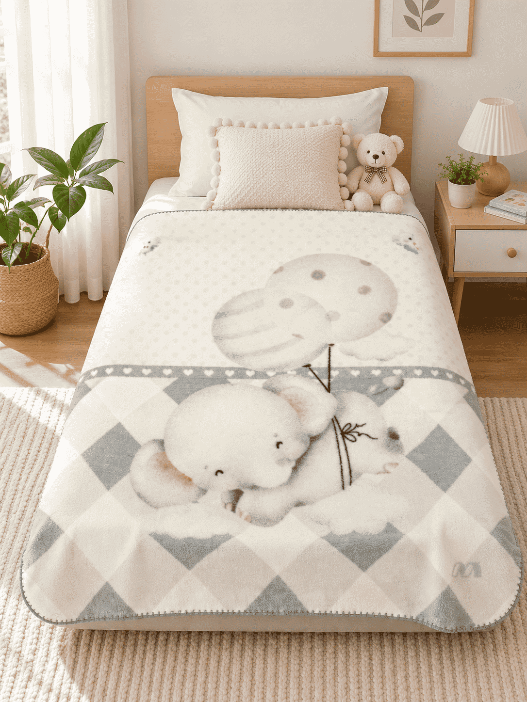 Little Elephant Print Kids Blanket