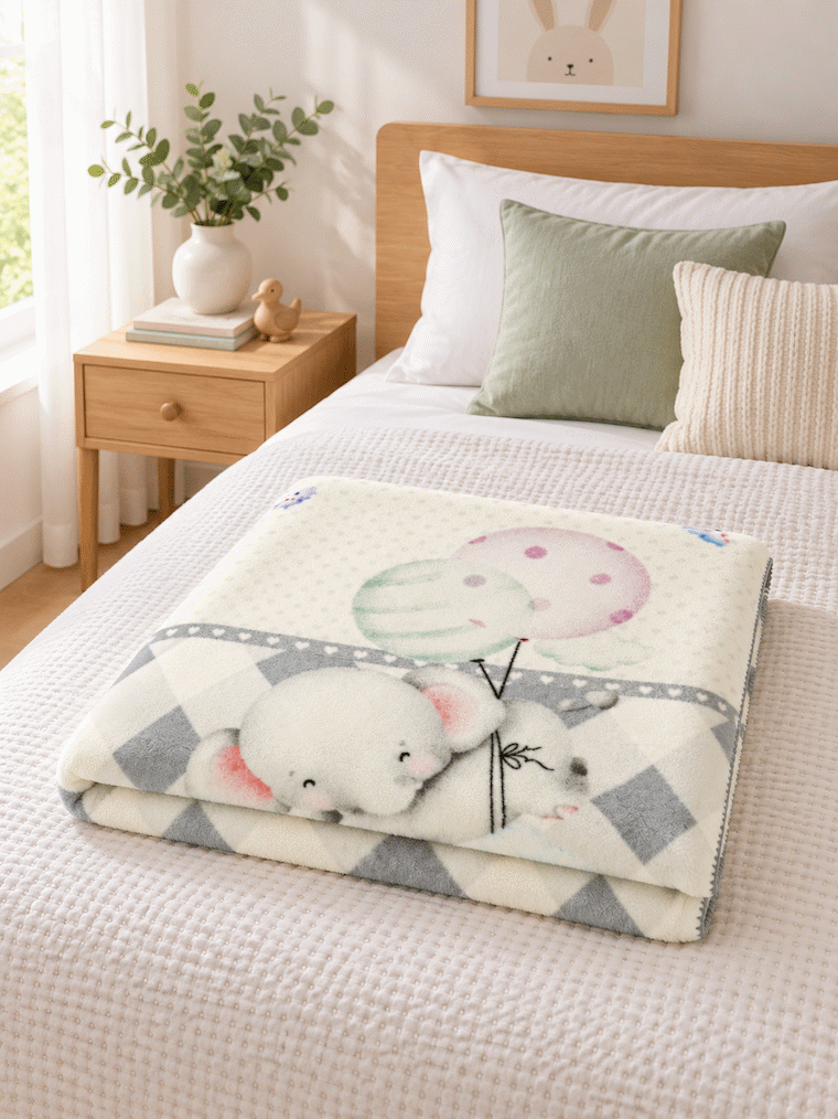 Little Elephant Print Kids Blanket