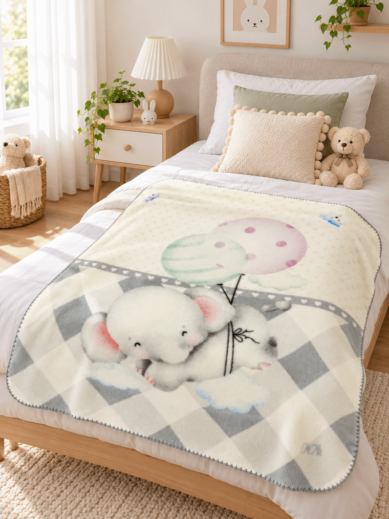 Little Elephant Print Kids Blanket