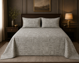Bandhani grey traditional printed cotton bedcover set with pillow covers