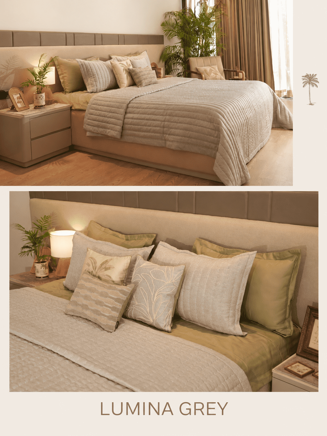 Springs Lumina Grey Cotton Bedding Set