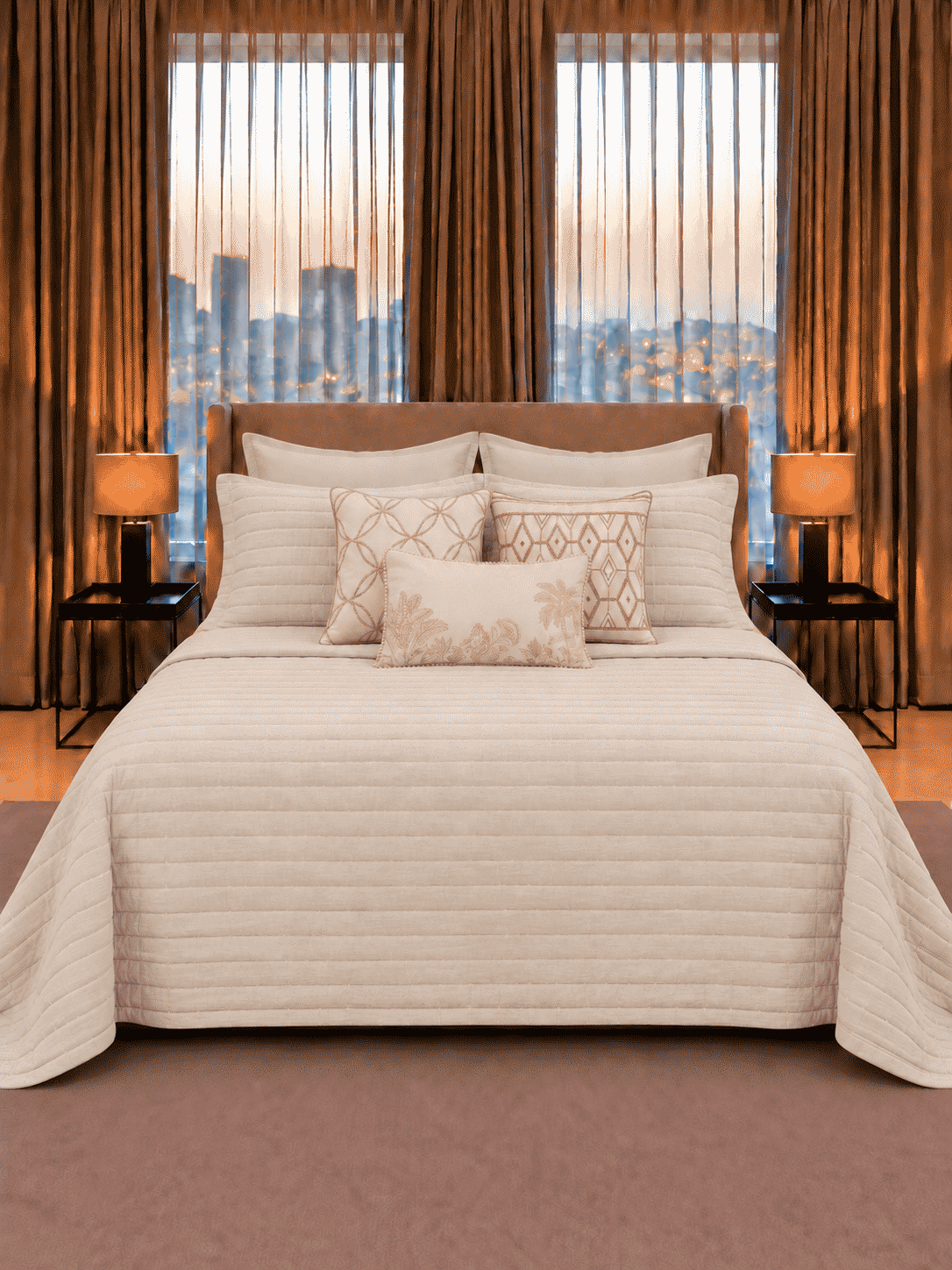 Sadyaska Palm Springs Lumina BEIGE Cotton Bedding Set