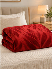 Royal Maroon Leaf Embossed Blanket