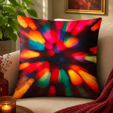 Multicolor cushion cover with abstract bokeh light burst print