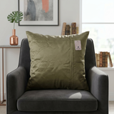 Multicolor floral velvet cushion cover featuring large coral and peach flowers on a dark artistic background