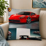 Multicolor polyester cushion cover with luxury sports car print design 16x16 inch