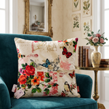 Multicolor Vintage Floral Printed Velvet Cushion Cover