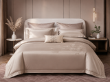 Floral embroidered cotton bedding set with duvet cover and pillow covers