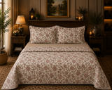 Serigate Floral Printed 3 Pcs Cotton King Size Bedcover Set