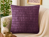 Purple cushion cover with ruched stripe textured design