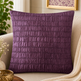 Purple cushion cover with ruched stripe textured design