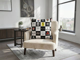 Reversible black and white polysilk cushion cover featuring automotive logo checkerboard print