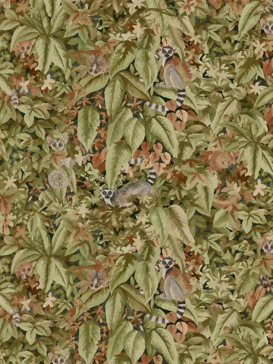 Lemurova Hidden Lemur Botanical Wallpaper