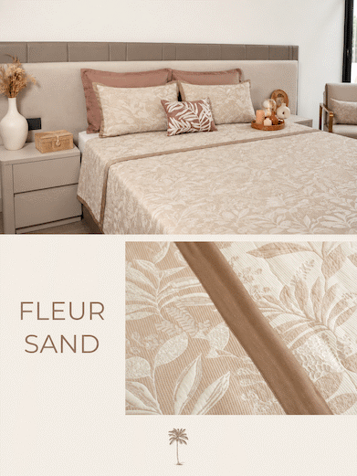 Sadyaska Palm Springs Fleur  Sand Colour Cotton Bedding Set
